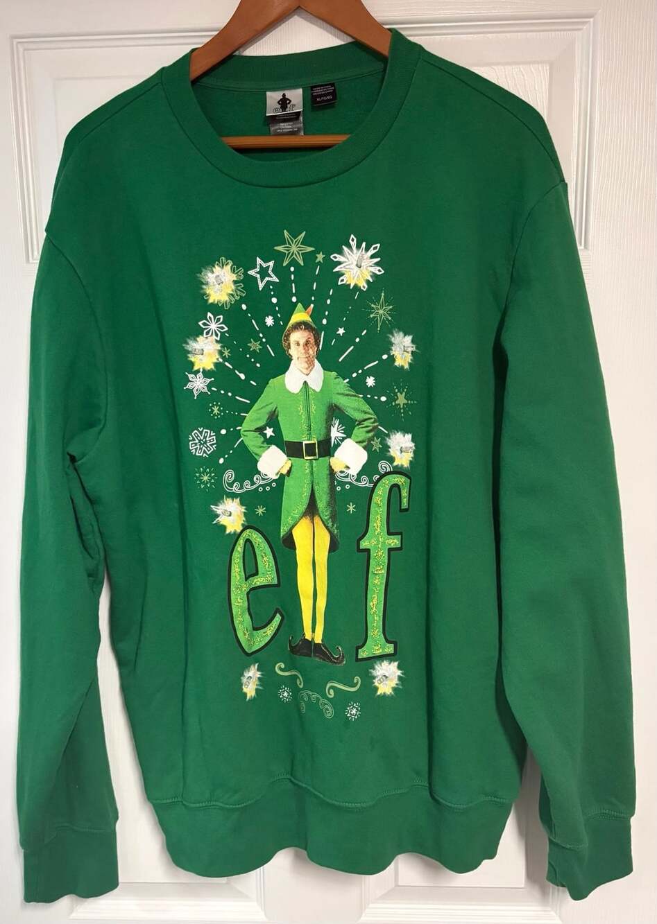 Elf Will Ferrell Christmas Movie Holiday Green Pullover Sweatshirt XL